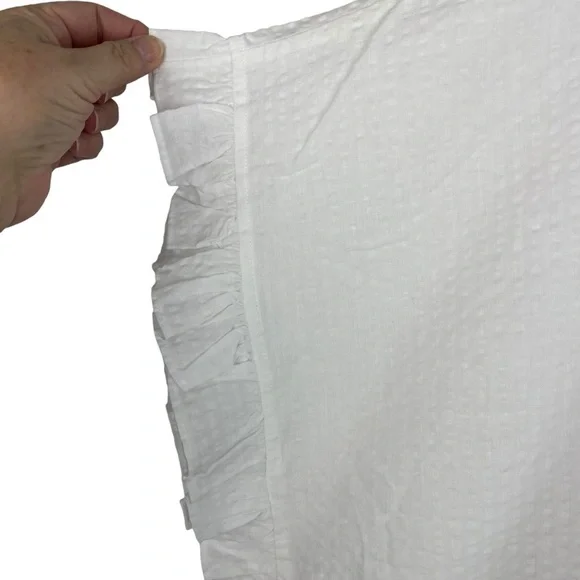 Harshman | Darcy White Seersucker Ruffle Top New - Picture 6 of 10